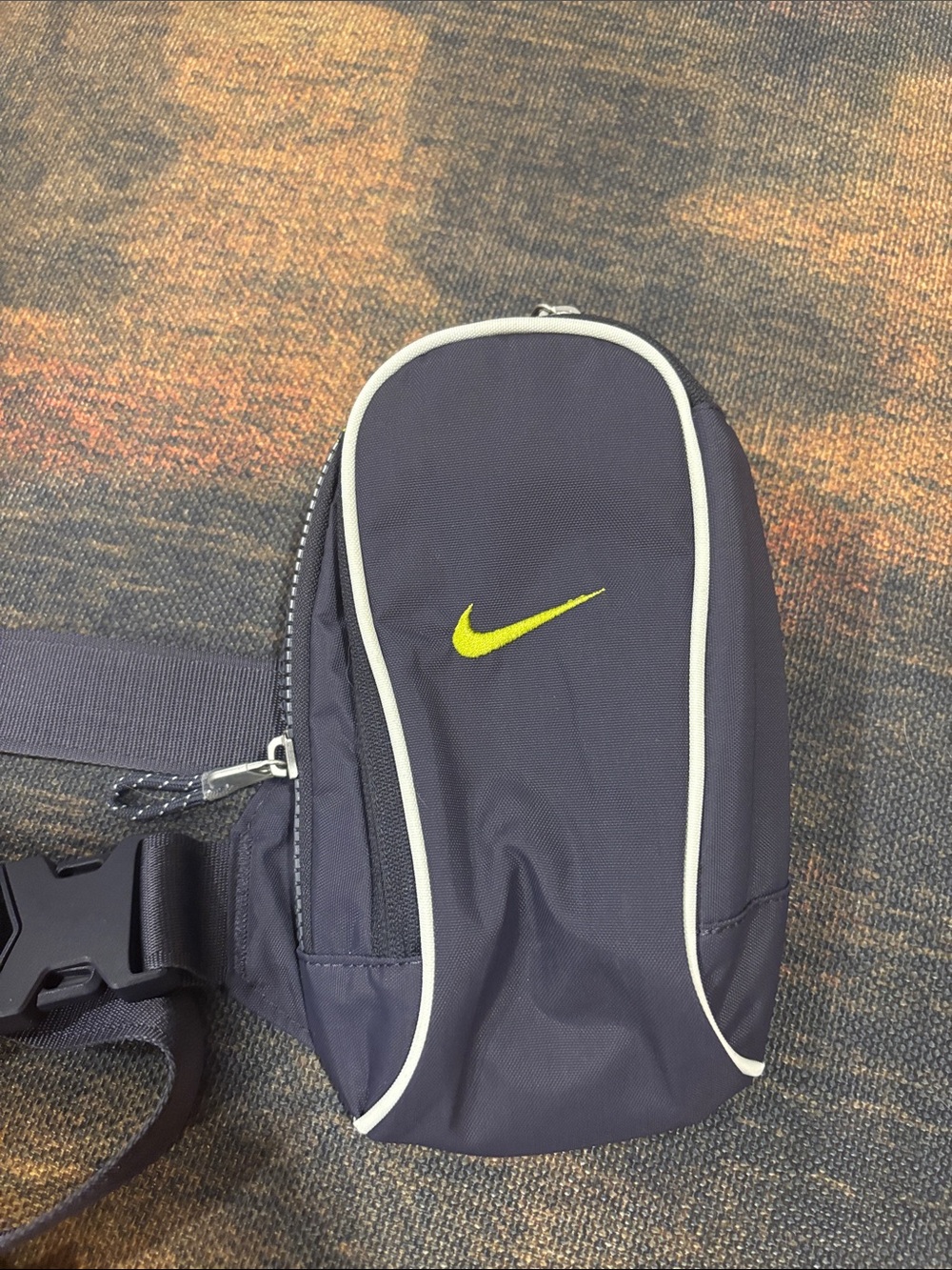Nike  Gray Crossbody Sling Belt Bag with Lime Swoosh Accent